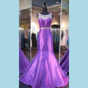 Stunning Purple Beaded Mermaid Prom Dress